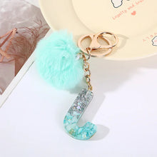 Letter Key Pendant With Green Fluffy Pompom
