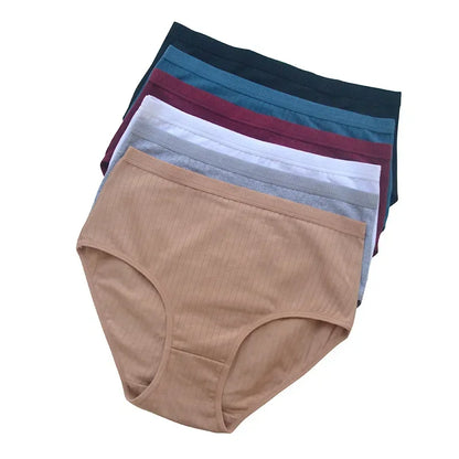Chen Asta Women's Cotton High-Waist Briefs (6-Pack) - Breathable Plus Size Panties