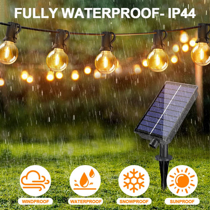 G40 Outdoor Solar String Lights with Remote & Shatterproof Bulbs