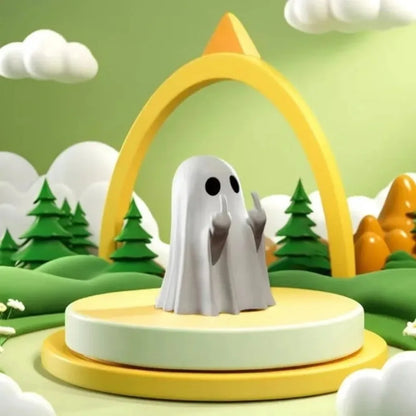 Ghost Resin Statue with Middle Finger Halloween Decor
