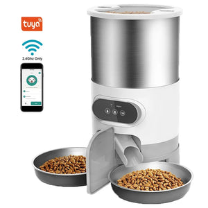 Smart APP Controlled Stainless Steel Double Meal Feeding Dispenser