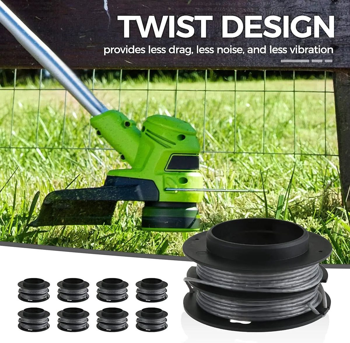 8-Pack Commercial-Grade String Trimmer Spool & Line Replacement Set