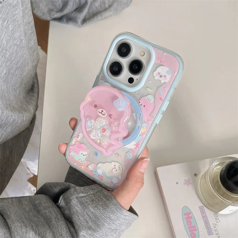 Cute Dolphin Magnetic Phone Case with Stand