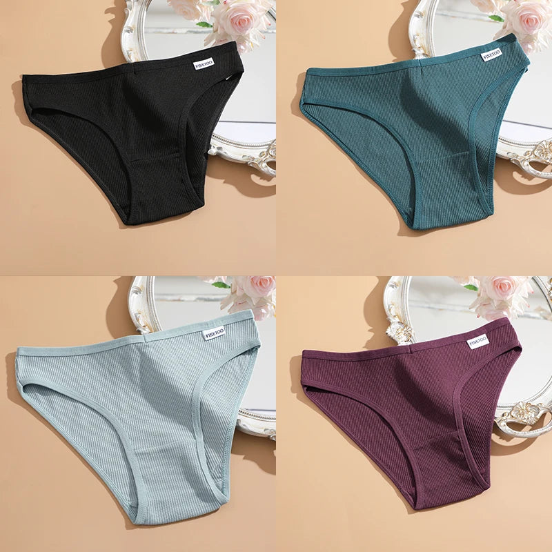 FINETOO 4Pcs Cotton Panties