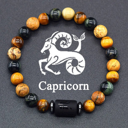 12 Zodiac Sign Natural Bead Bracelet for Men & Women