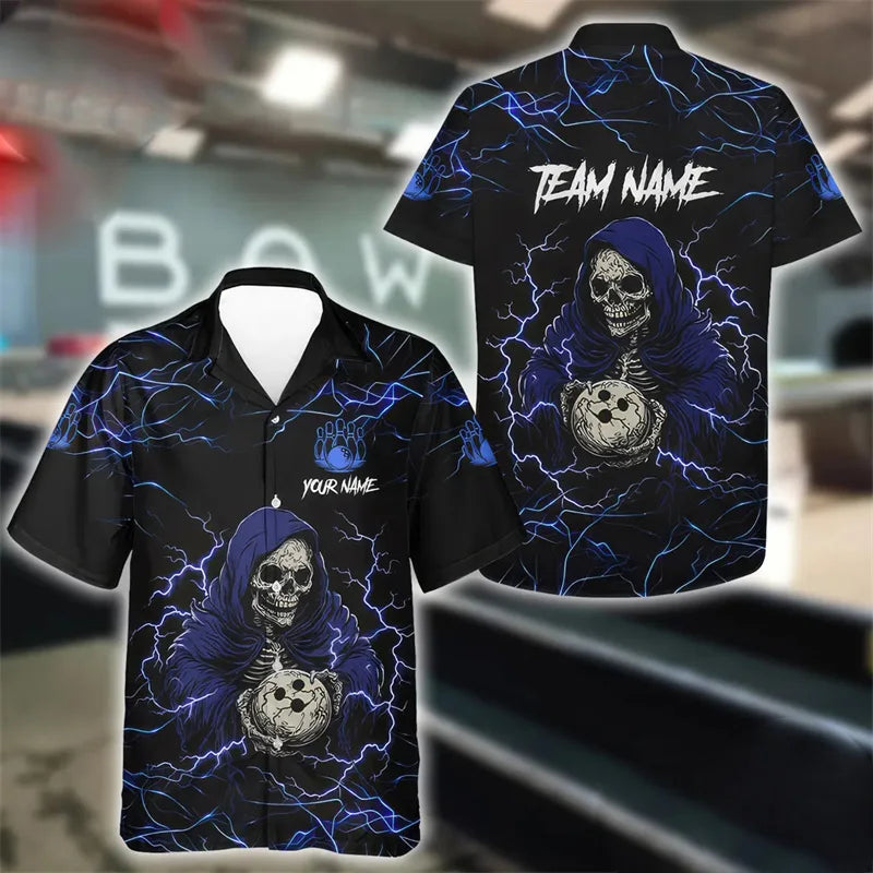 Men's Neon Graphic Custom Name Bowling Jersey Shirt