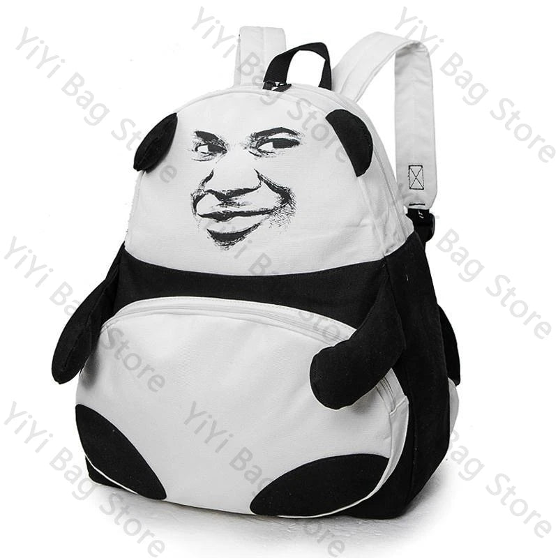 Funny Panda Pattern Casual Canvas Schoolbag & Computer Backpack