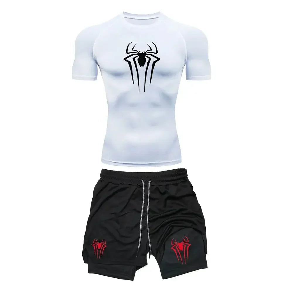 Compression Spider Printed Quick Dry Sportwear Set
