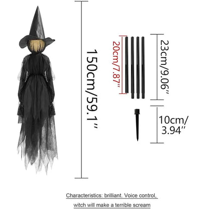 3PCS Halloween Light Up Hand-Holding Witches, Sound-Activated Glow Decorations
