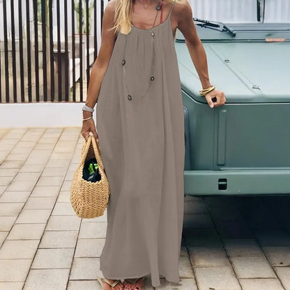Backless Beach Long Loose Dress