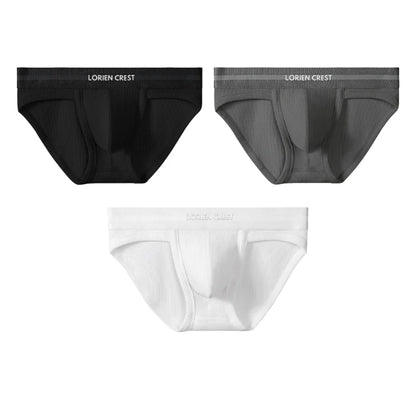 3Pcs Men's Waffle Cotton Support Pouch Briefs - Breathable Anti-Sweat Underwear