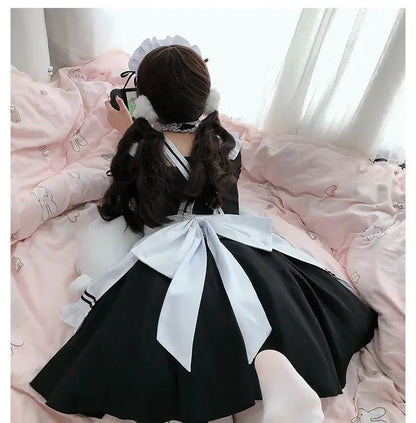 Women's Black Cute Lolita Maid Costume - Anime Cosplay Dress Set