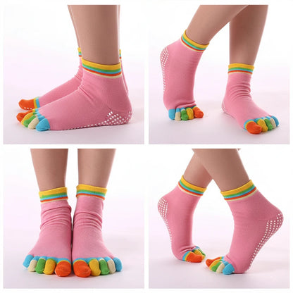 Women's Anti-Slip Cotton Five-Finger Yoga & Sports Toe Socks
