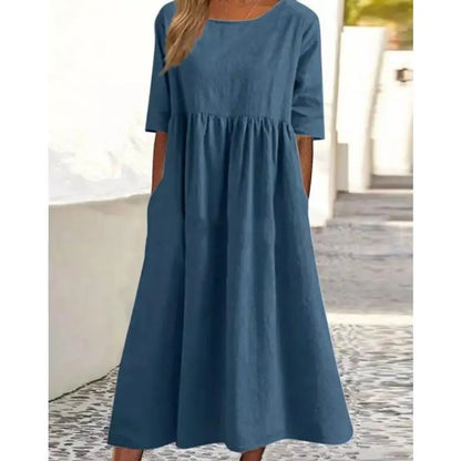 Women's Elegant Long Sleeve Flounce A-Line Dress