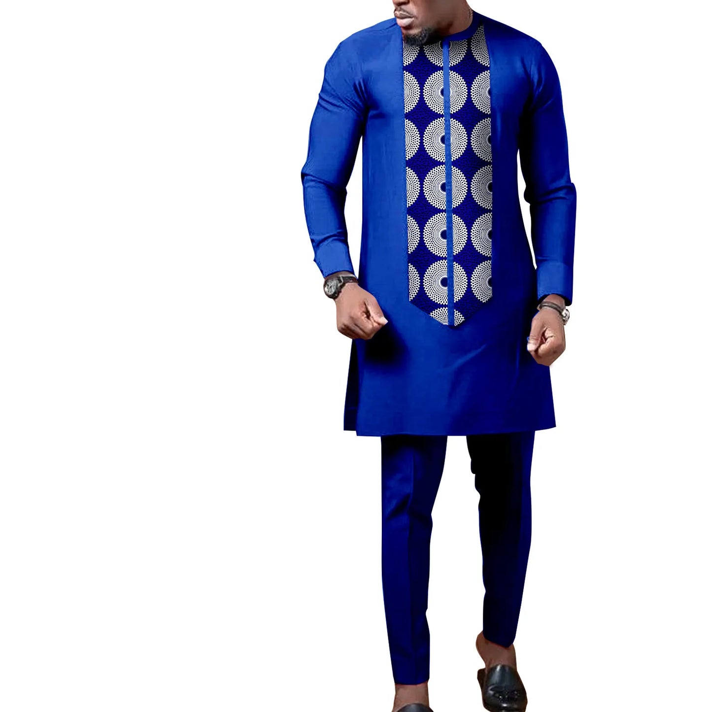 African Print Matching Couple Outfits Men's Dashiki Shirt Set & Women's Dress