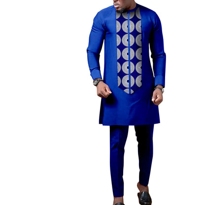 African Print Matching Couple Outfits Men's Dashiki Shirt Set & Women's Dress