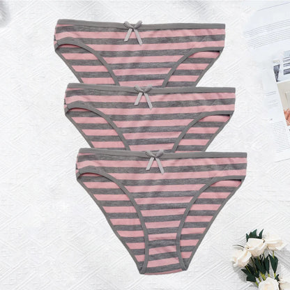 YOUREGINA Striped Seamless Cotton Briefs 3Pk