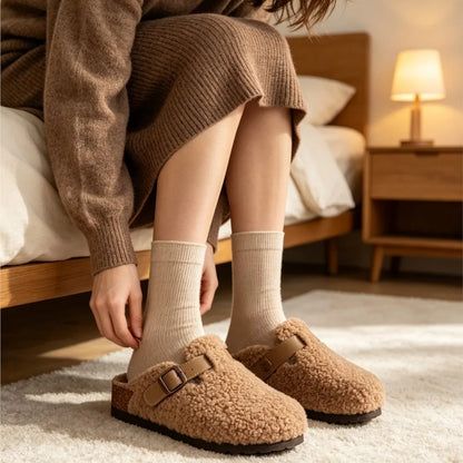 Evshine Winter Women’s Furry Cork Clogs
