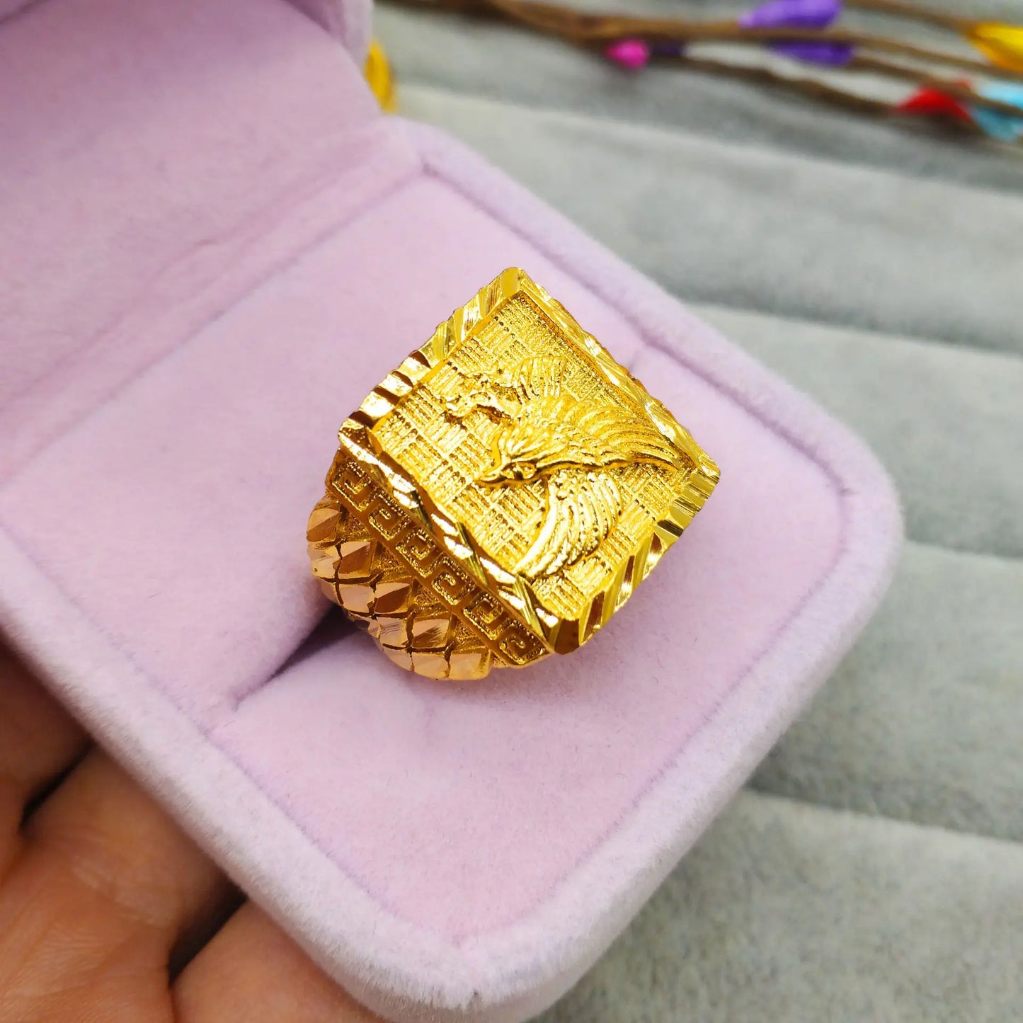 24K 9999 Gold Eagle Adjustable Ring