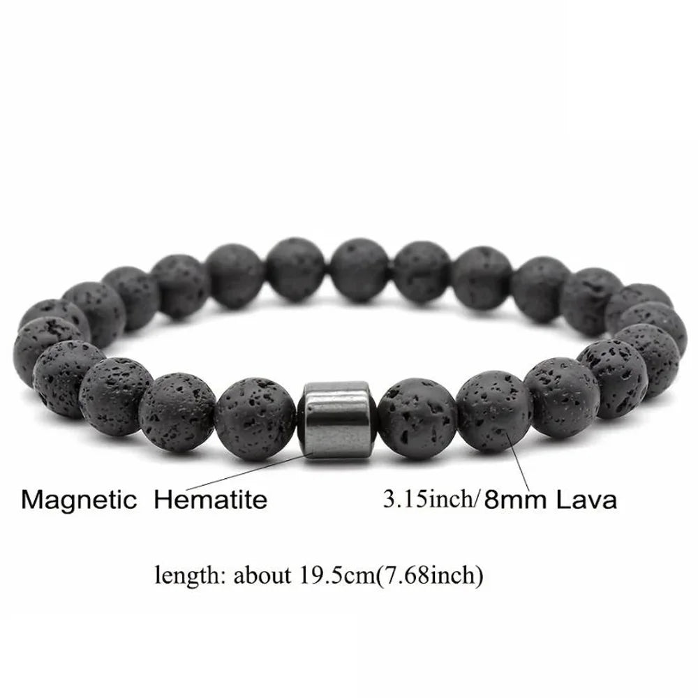 Magnetic Tiger Eye Lava Map Shimmer Malachite Stone Bracelet