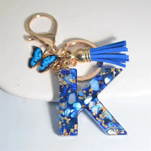 Blue Glazed Stone A To Z Letter Keychain