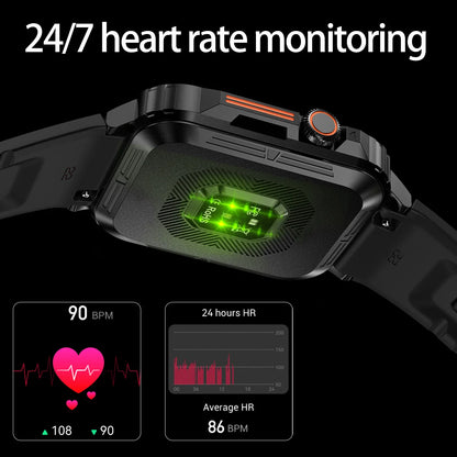 SENBONO 1.95" HD Screen Bluetooth Call 24/7 Heart Rate Monitor Smartwatch