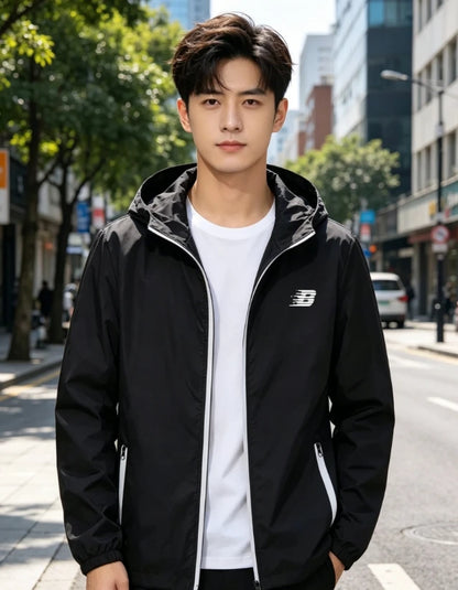 Men's Lightweight Hooded Windbreaker Jacket