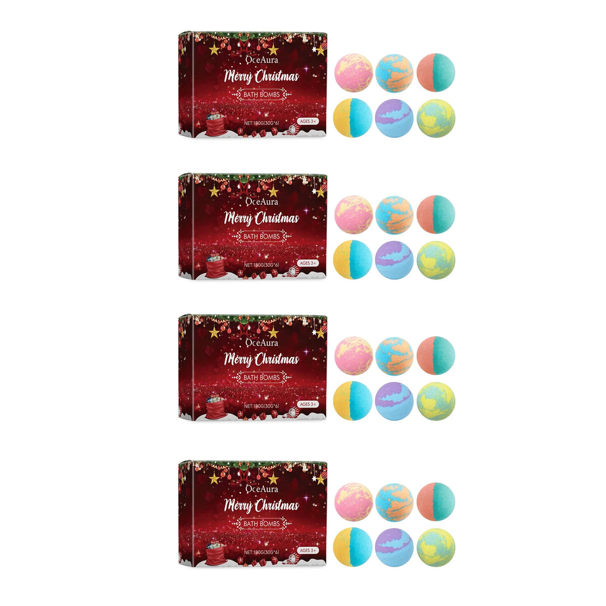 OceAura Festive Christmas Bath Bombs Gift Set