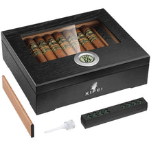 Cedar Wood Desktop Humidors Case with Digital Hygrometer, Humidifier & Divider