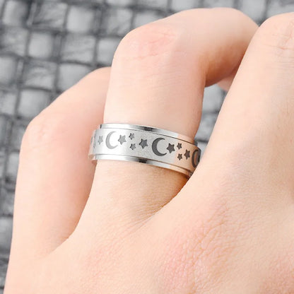 Stainless Steel Fidget Spinner Ring – Anti-Anxiety Stress Relief Band for Men & Women
