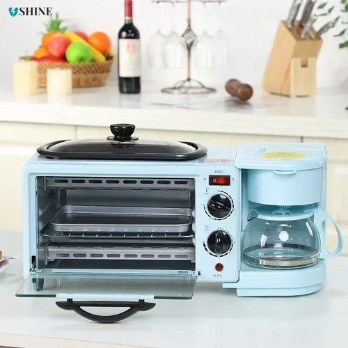 Multifunctional Breakfast Machine - Three-in-One, Small Oven & Electric Kettle Combo
