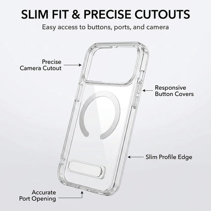 Clear Magnetic Phone Case with Built-in Kickstand for iPhone
