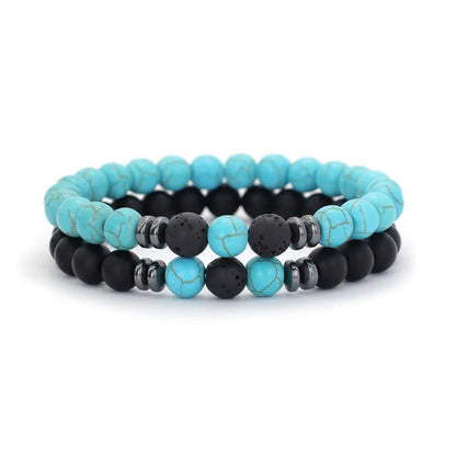 2Pcs 8mm Tiger Eyes Malachite Obsidian Hematite Stone Positive Energy Bracelet