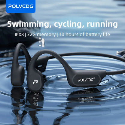 POLVCDG X9 Bone Conduction Earphones 32G IPX8 Waterproof Open Design