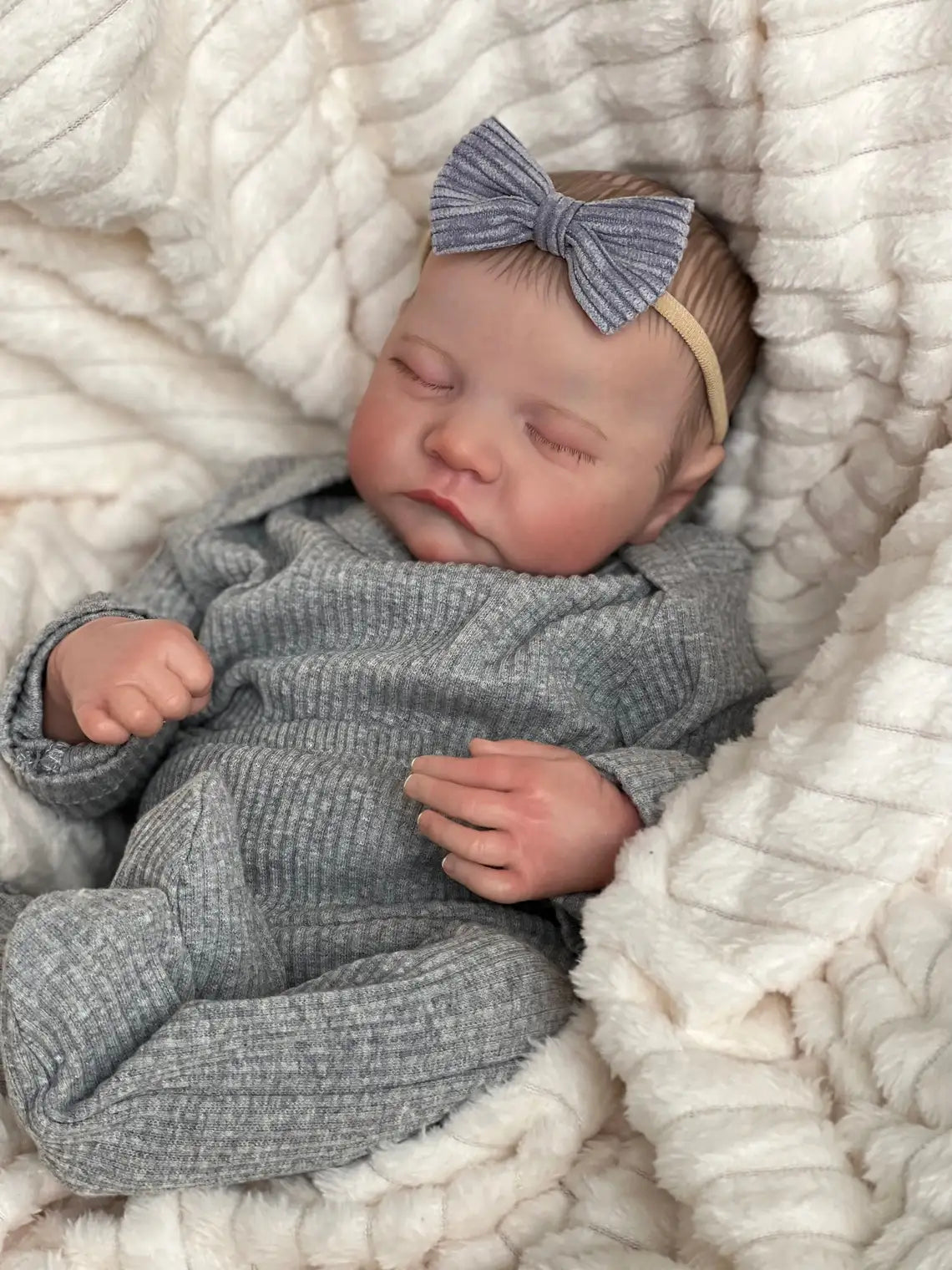 Lifelike 3D Skin Tone Newborn Baby Doll with Visible Veins