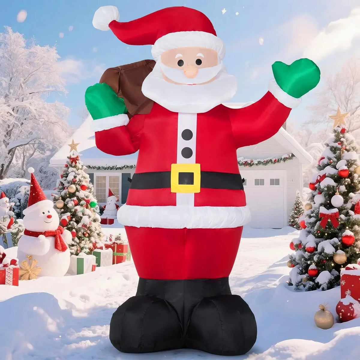 6 FT Christmas Inflatable Santa with Gift Bag - Outdoor LED Lawn Decoration