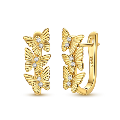 925 Sterling Silver CZ Zircon Gold-Plated Hoop Earrings – Sparkling Minimalist Jewelry