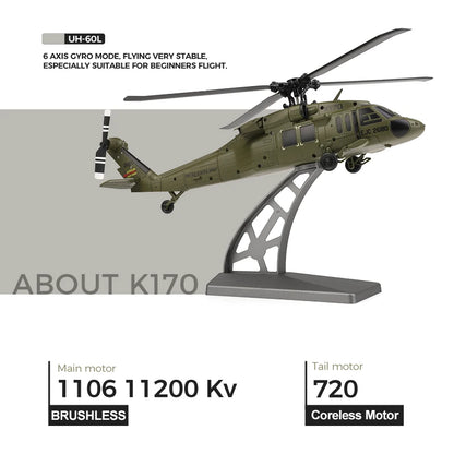 WLtoys K170 UH-60L Black Hawk 4CH Brushless RC Helicopter