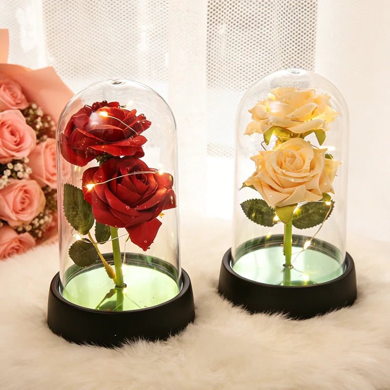 Artificial Eternal Rose LED Light in Glass Cover