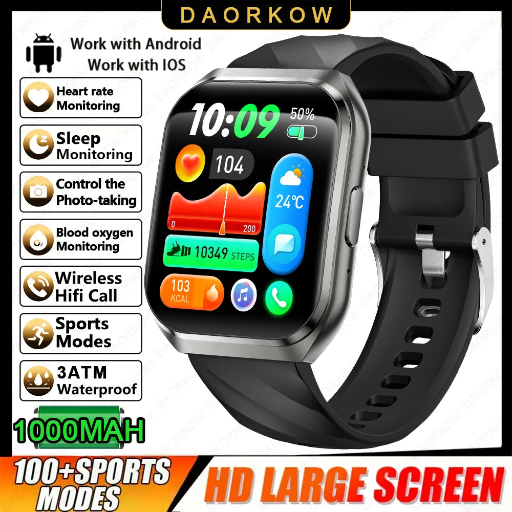 Men's Outdoor Rugged Smartwatch with 1000mAh Battery (IP68 Waterproof)