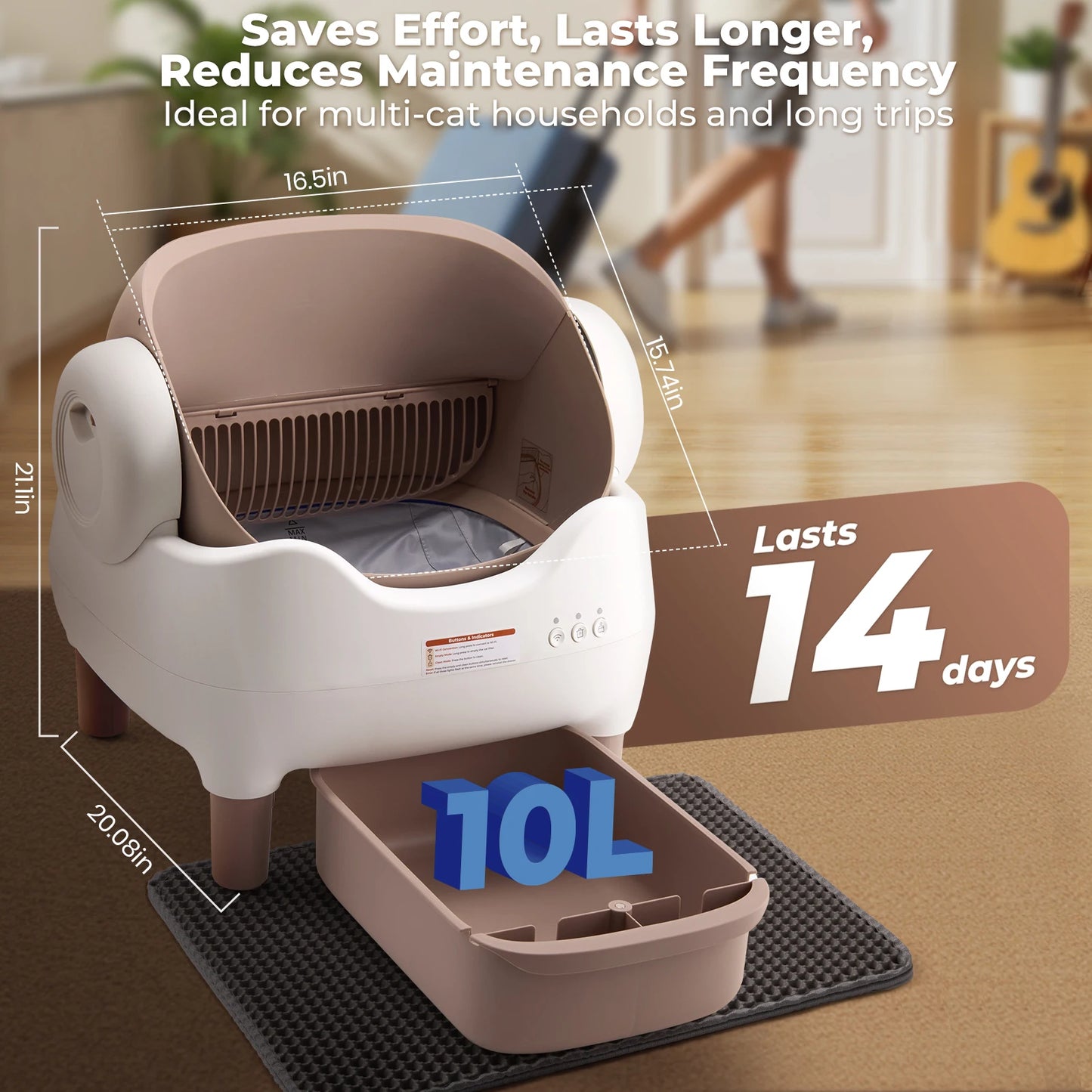 Self Cleaning Multi-cat Odor-Free Automatic Litter Box with APP Control