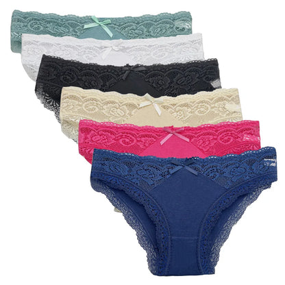 5-Pack Women's Low Rise Cotton Briefs with Lace Trim