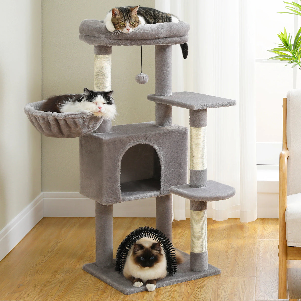 PAWZ Road Multi-Level Cat Tree Tower - 41" Indoor Cat Condo with Plush Perch & Sisal Scratching Posts
