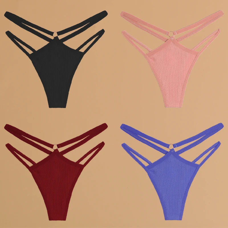 FINETOO 4Pcs Cotton Double Thin Thongs