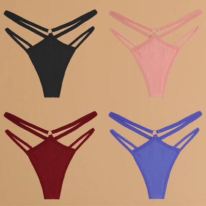 FINETOO 4Pcs Cotton Double Thin Thongs