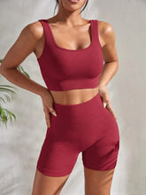 Seamless Ribbed 2Pces Crop Tank and High Waist Shorts