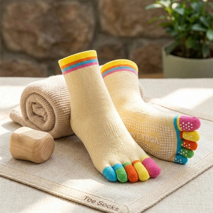 Women's Anti-Slip Cotton Five-Finger Yoga & Sports Toe Socks