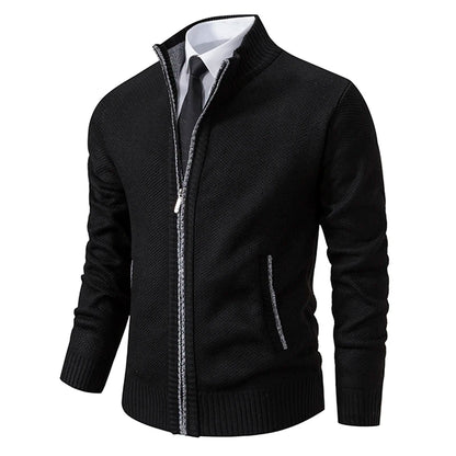 Men's Fleece Stand Collar Zip-Up Sweater Jacket