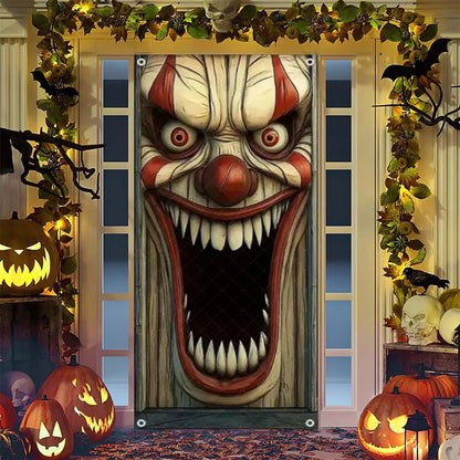 Spooky Ghostly Clown Door Curtain Backdrop