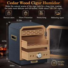 Lighted Control Magnetic Door Cigar Cabinet with Accessory Drawer and 2 Humidifiers Holds 100-150 Cigars